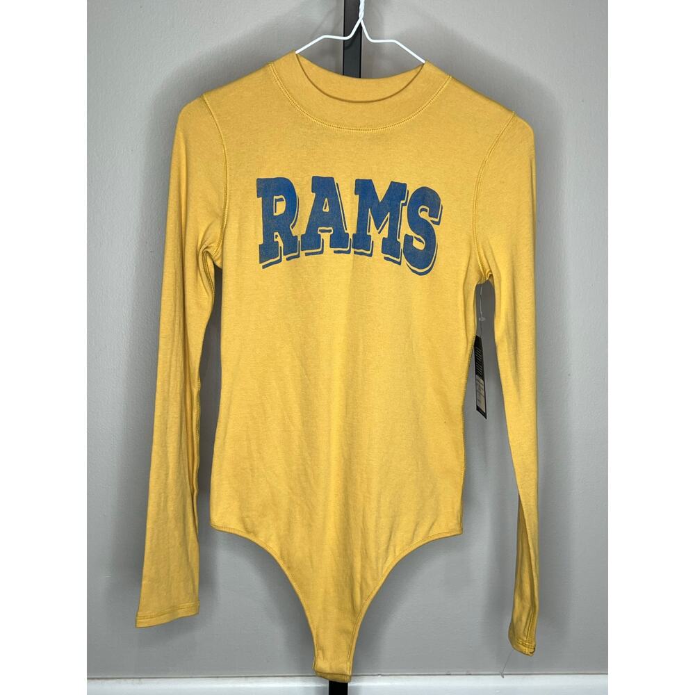 Junk Food LA Rams Yellow Long Sleeve Bodysuit Mock Neck S NWT